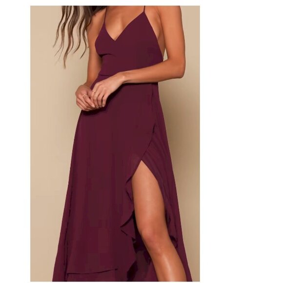 In Love Forever Plum Lace-Up High-Low Maxi Dress Size XS NWOT - Picture 5 of 7